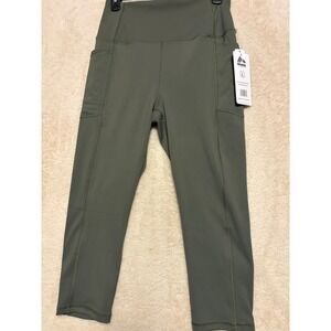 NWT RBX Active Women's Olive Green Tech Flex Leggings Capri Pockets Size L